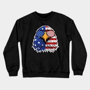 Proud Patriotic Bald Eagle USA American Flag 4th of July Crewneck Sweatshirt